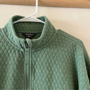 Eddie Bauer | quarter zip green quilted sweater